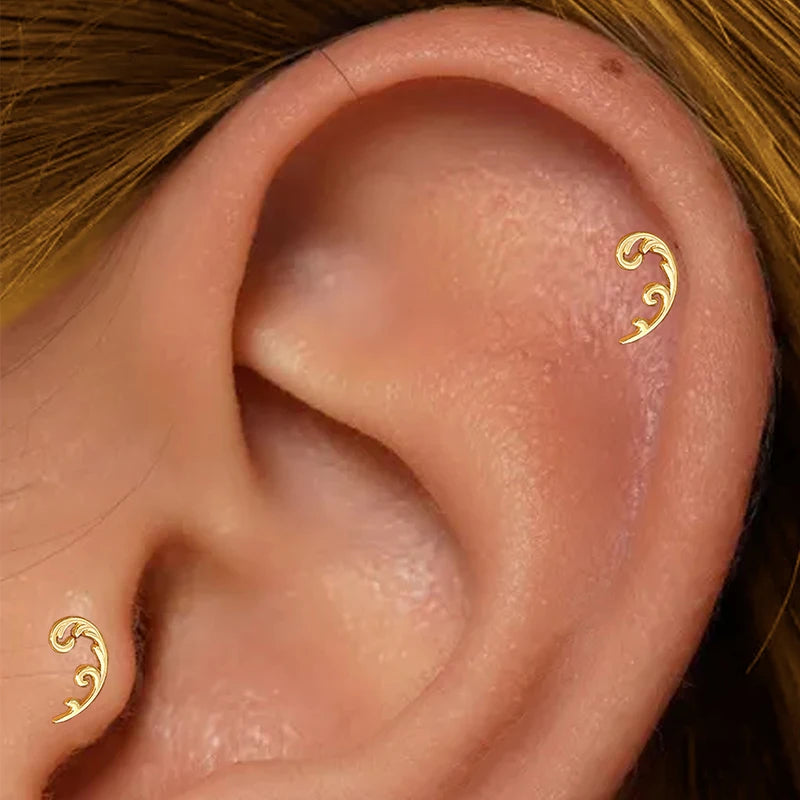 Sterling Silver Lotus Earrings with 18K Gold Plating for Women - Minimalist Jewelry