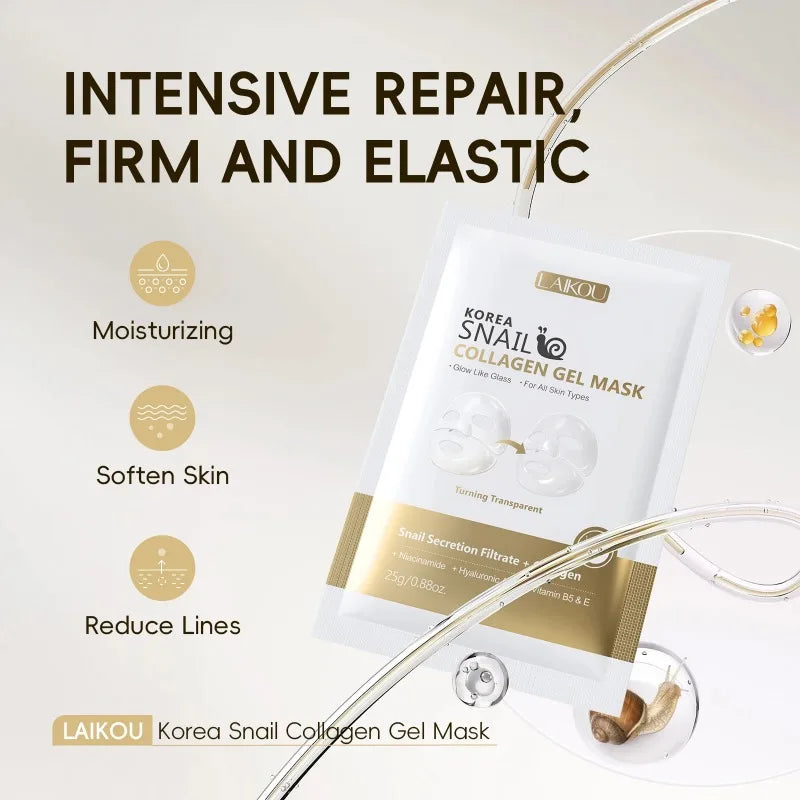 Korean Snail Collagen Face Mask for Hydration & Anti-Aging - 20 Pack
