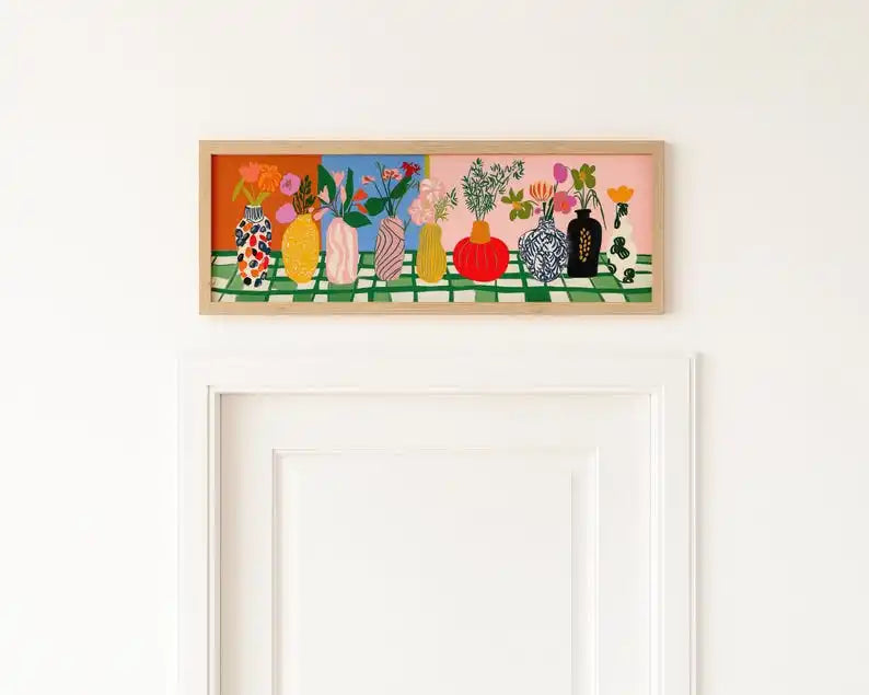 Abstract Floral Canvas Wall Art - Modern Panoramic Prints for Living Room & Bedroom