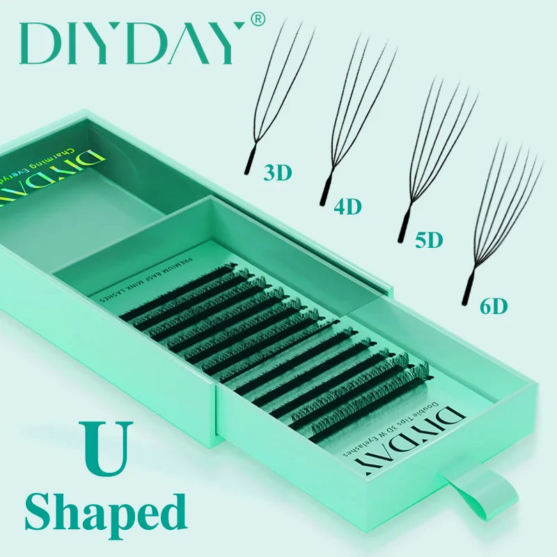 DIYDAY U Style 3D 4D 5D 6D Premade Volume Eyelash Extensions - Handmade Mink Look