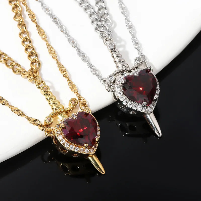 Heart and Sword Necklace Set for Couples - Romantic Valentine's Jewelry Gift