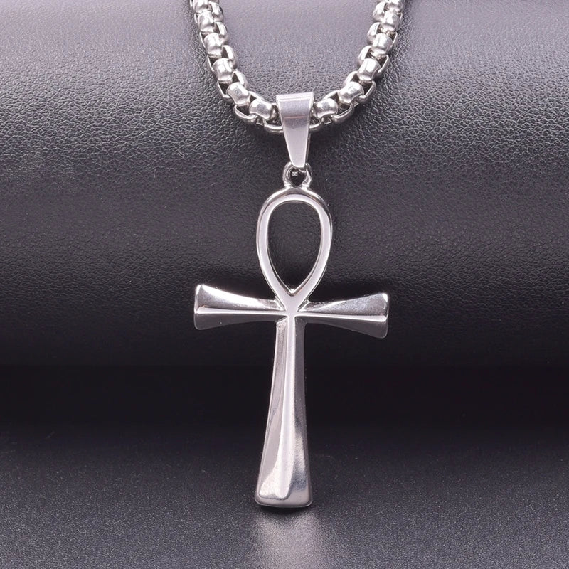 Stainless Steel Jewelry Chain Necklace with Cross Pendant for Women Men