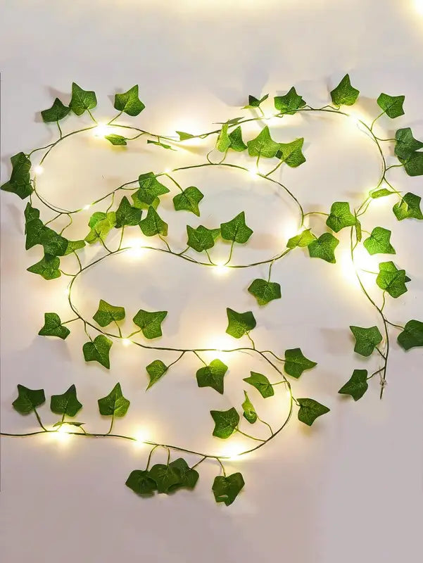 Battery Powered Ivy String Lights with Leaf Design - 32.81ft 100 LEDs for Garden, Party, Bedroom Decor