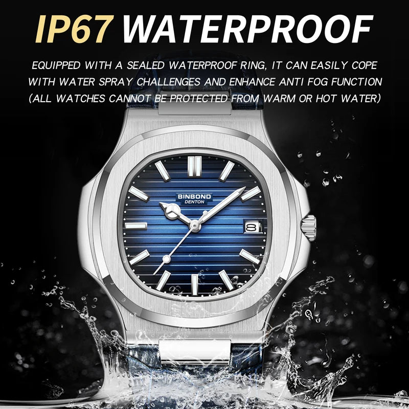 Men's Luxury Quartz Wristwatch Waterproof Auto Date Leather Strap - Multiple Colors