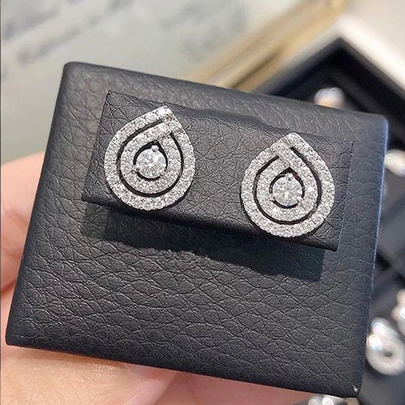 Elegant Cubic Zirconia Stud Earrings for Women - Versatile Jewelry for Weddings & Parties