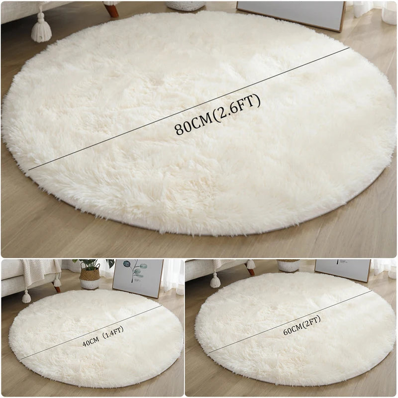 Large Shaggy Area Rug - Soft Round Carpet for Living Room & Bedroom, Multi Color Options