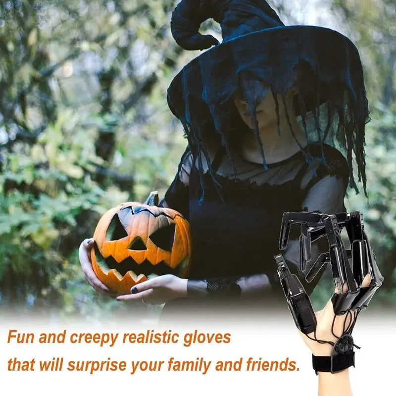 Halloween Articulated Skeleton Finger Gloves - Flexible Costume Props