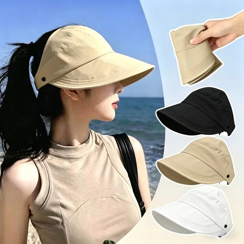 Summer Sun Hat for Women - Breathable, UV Protection Bucket Hat with Ponytail Hole