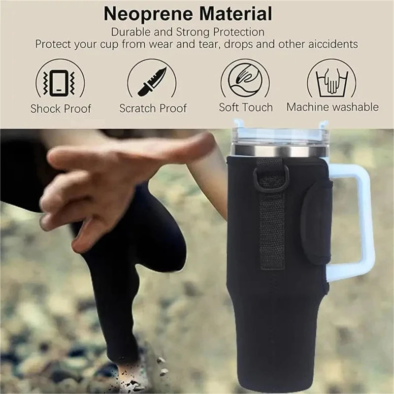Water Bottle Carrier Bag with Adjustable Shoulder Strap for Large Capacity Tumbler