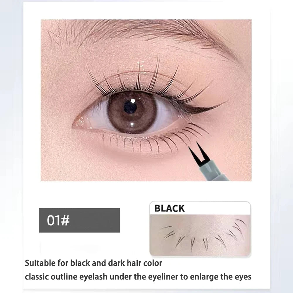 Double-Claw Eyeliner Pen Waterproof Smudge-Proof Liquid Eyeliner for Upper & Lower Lashes