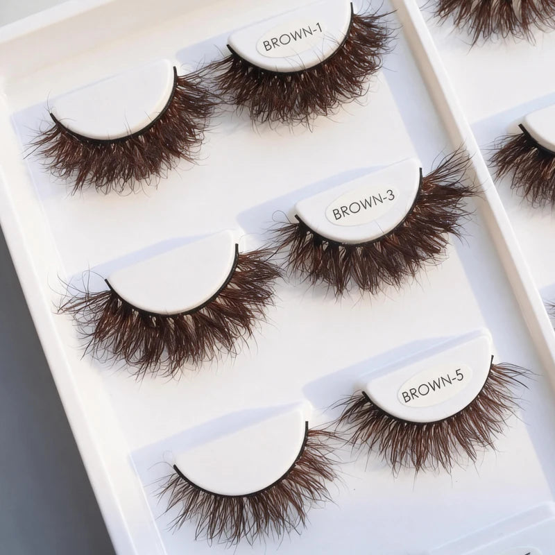 Luxury 5D Mink False Eyelashes Fluffy Wispy Volume Strip Lashes Natural Look