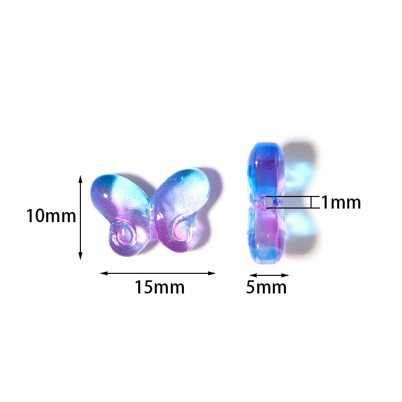 50pcs Butterfly Glass Beads for Jewelry Making - Lampwork Czech Loose Beads