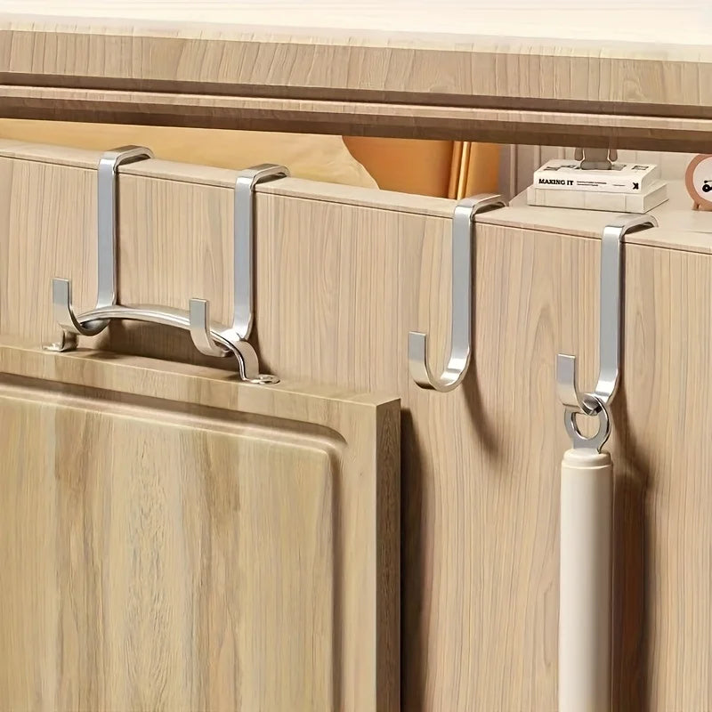 Heavy Duty Stainless Steel Over Door Hooks - Brushed Finish Double S Shape Hooks for Bathroom Kitchen Bedroom