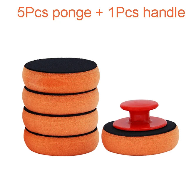 Car Wax Applicator Pads Set - Soft Foam Polishing & Cleaning Sponges with Handle