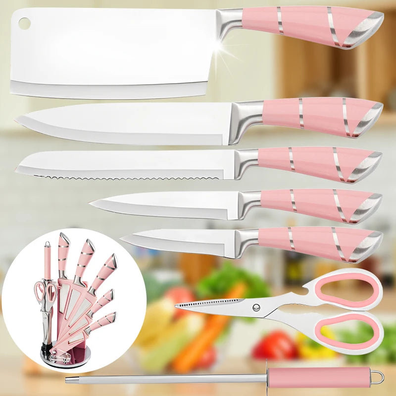 9-Piece Kitchen Knife Set with Stainless Steel Blades & Sharp Meat, Bread, Fruit Knives