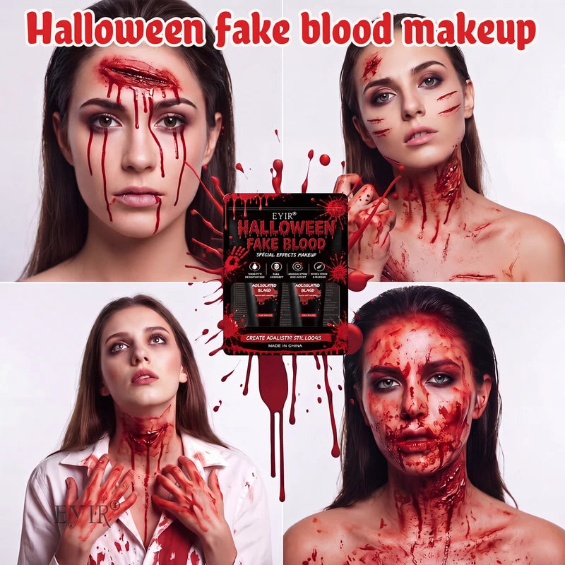 Halloween Fake Blood Gel Set – Realistic Special Effect Blood for Costume Makeup, Zombies, Vampires, Horror Scenes