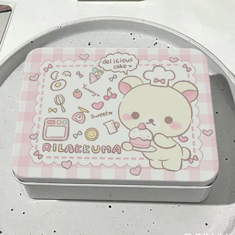 Cute Bear Storage Box with Lid - Rectangular Candy & Card Organizer, Large Capacity