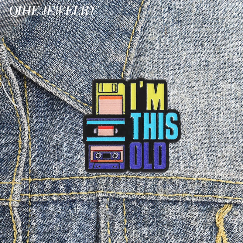 Vintage Digital Disk CD Cassette Enamel Pin 90s Retro Brooch Jewelry