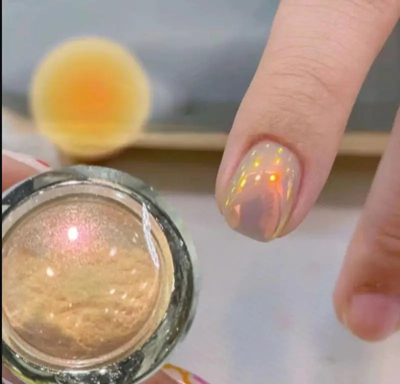 Electroplated Mirror Nail Powder - Chameleon Sunset Orange Glitter for Nails