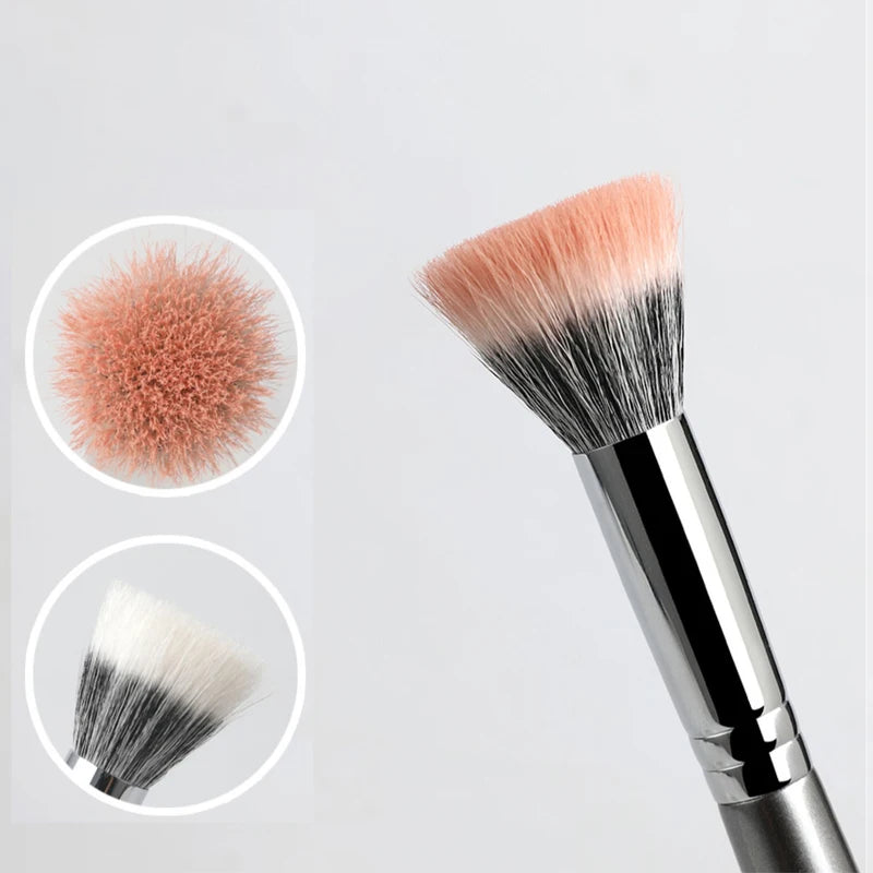 Professional Handmade Makeup Brush - Blush & Highlighter Flat Top with Saikoho Goat Hair & Synthetic Fiber