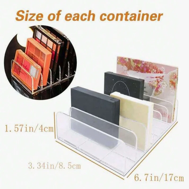7-Compartment Transparent Makeup Organizer for Eyeshadow and Cosmetics