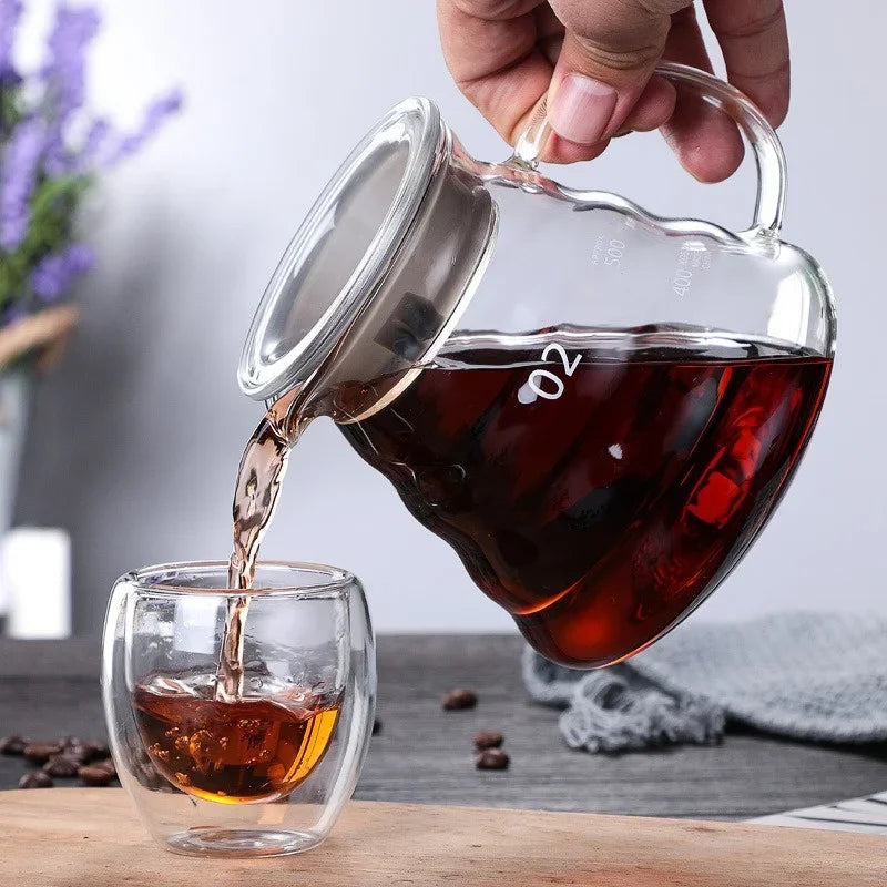 Hand Brew Coffee Carafe with Lid - Clear Glass, Multiple Sizes, Cloud Shape