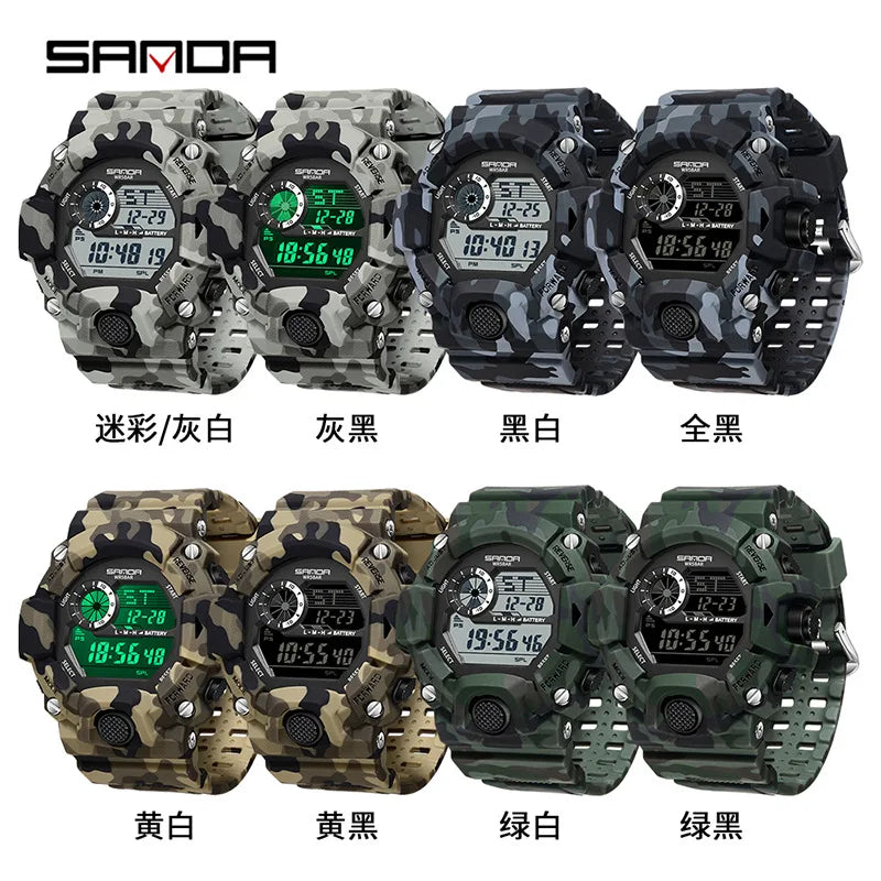 Digital Sports Men's Waterproof Watch with Shockproof Stopwatch and Military Style