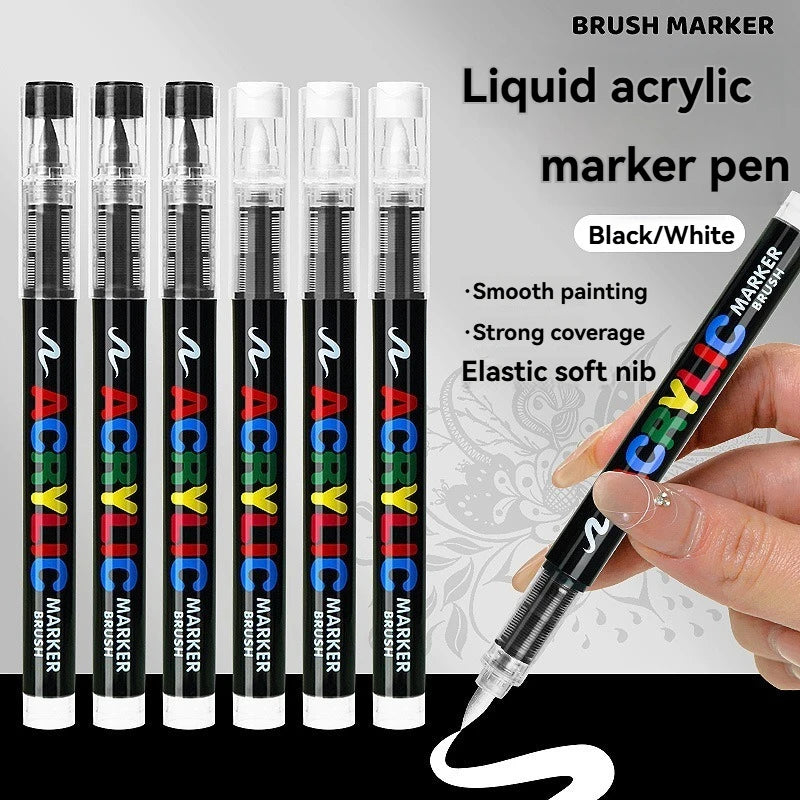 Acrylic Paint Pen Set 12 Colors Markers for Wood Canvas Rock Painting Gift - Black White Gold Silver