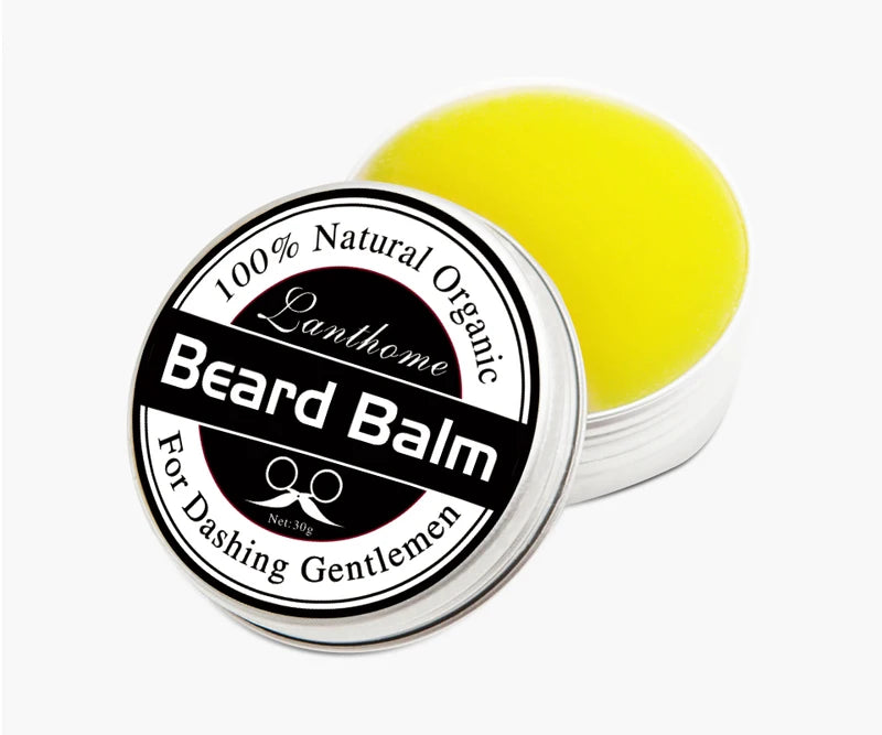 Men's Natural Beard Balm Set - Moisturizing & Smoothing Grooming Cream, 3 Pieces