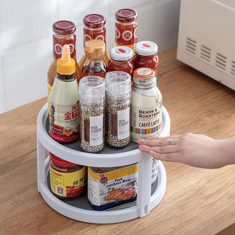Rotatable Kitchen Condiment Rack - 360 Degree Spice Organizer, Multi-Functional Storage