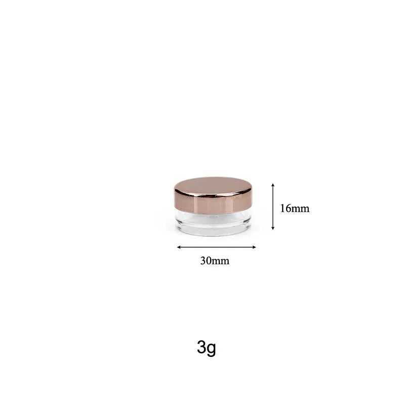 50pcs Small Cosmetic Jars with Rose Gold Lids - Refillable Plastic Containers for Lip Balm Eyeshadow Cream