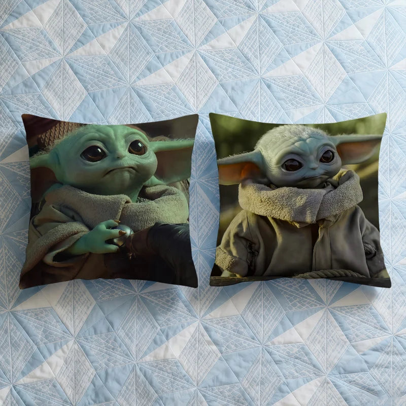 Grogu Star Wars Cushion Cover - Decorative Square Pillow Case for Sofa Bed Living Room