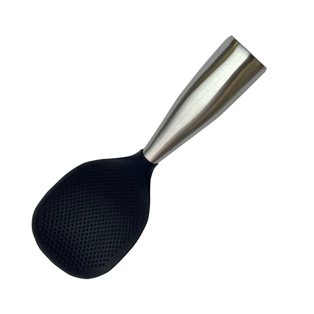 Stainless Steel Handle Silicone Rice Spoon Non-Stick Kitchen Utensil - Heat Resistant
