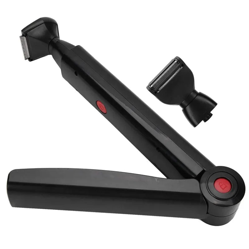 Men's Electric Back Hair Shaver 2-in-1 Facial Trimmer & Body Groomer Rechargeable Foldable Handle