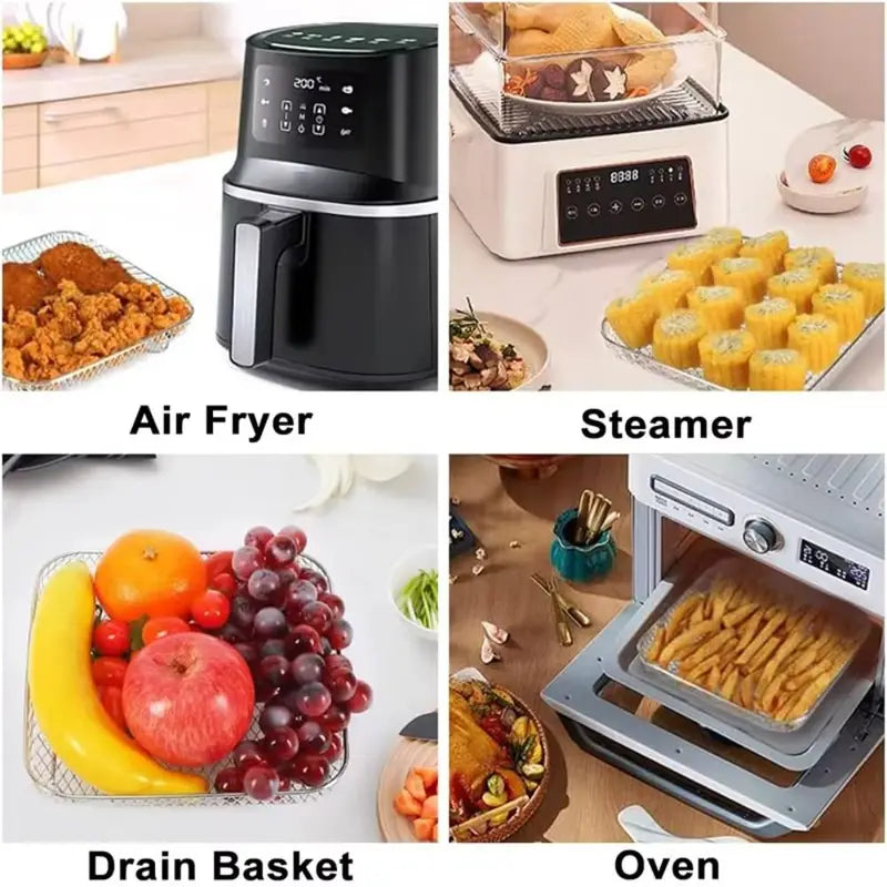 Stainless Steel Air Fryer Rack - Non-Stick Grill Basket for Airfryer, Durable Kitchen Accessory