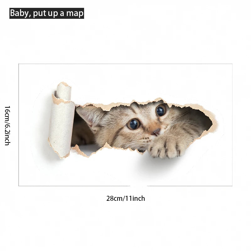 Peeping Cat Toilet Seat Sticker - Waterproof 3D Effect Bathroom Decor