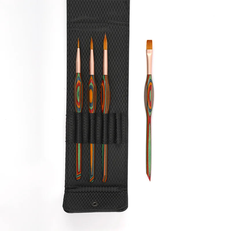 Detail Paint Brush Set with Carry Bag - Nylon Hair for Acrylic Oil Gouache