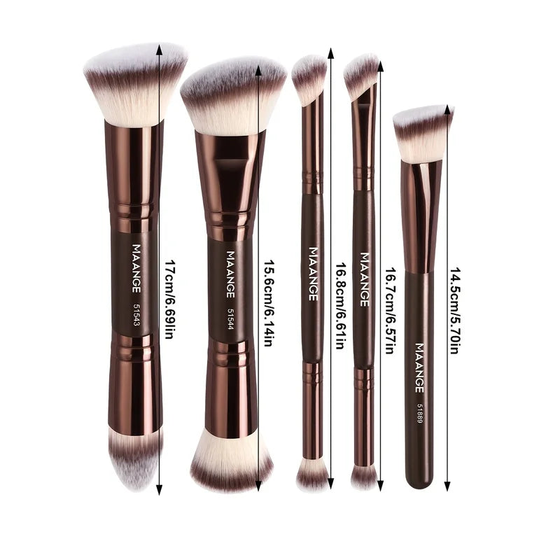 5PCS Makeup Brush Set with Synthetic Hair for Foundation, Blush, Concealer & Eyeshadow - Multi-Purpose Professional Brushes