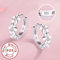 Sterling Silver Rose Flower Hoop Earrings with AAA Zircon for Women