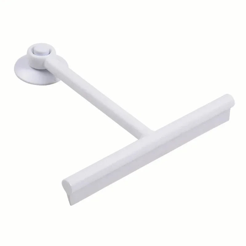 Bathroom Glass Wiper Silicone Scraper with Long Handle for Shower & Mirror Cleaning