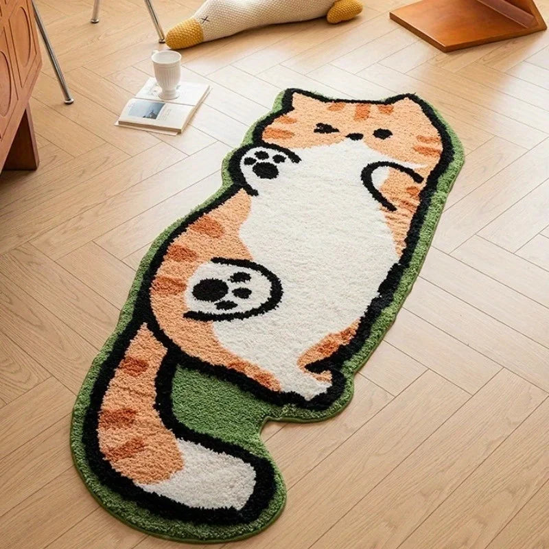 Cute Cat Home Decor Rug - Non-Slip Bedside Floor Mat for Bedrooms & Living Rooms