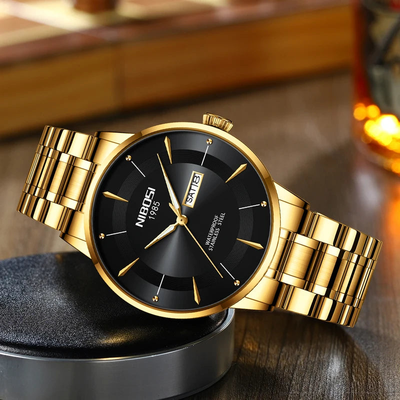 Luxury Quartz Men’s Waterproof Luminous Watch with Date & Week Display