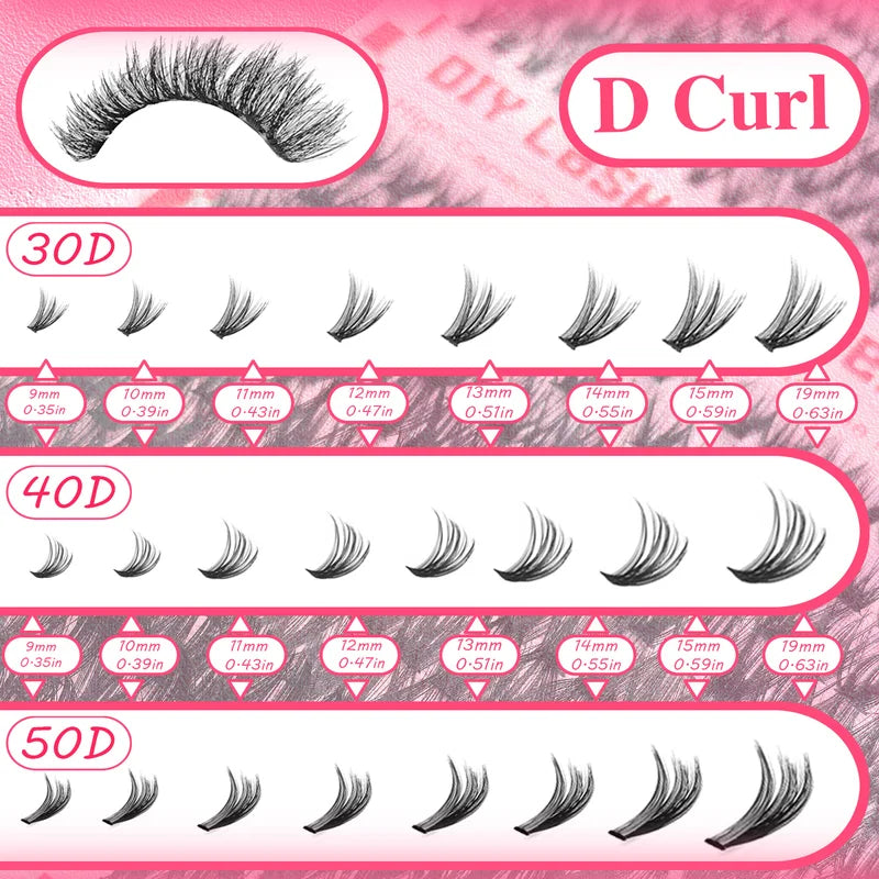 DIY Eyelash Extension Kit with Reusable False Lashes, Glue & Tweezers for Party & Stage Makeup