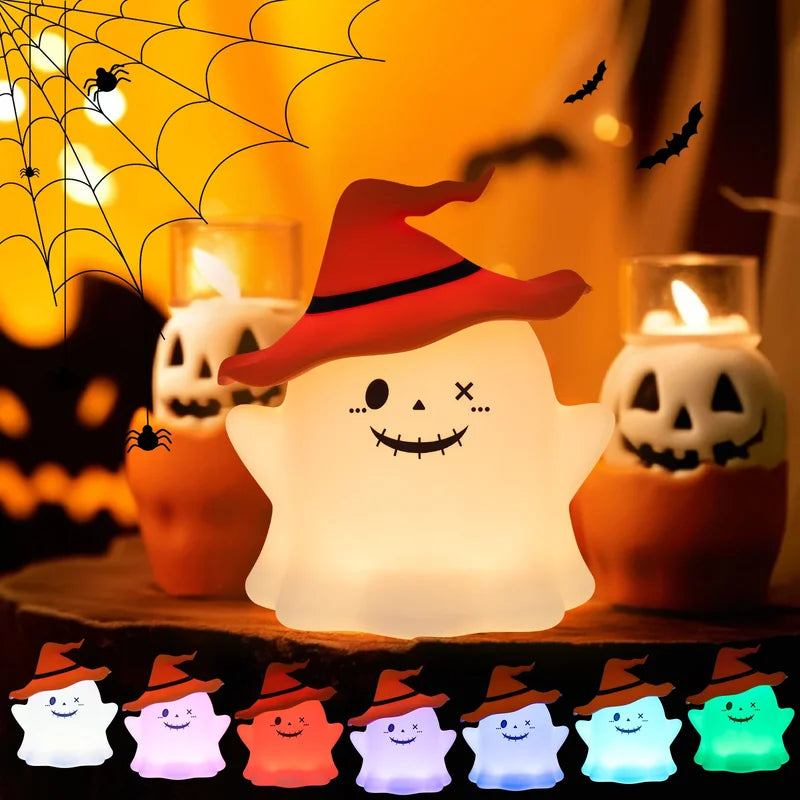 Rechargeable Kids Night Light Cartoon Desk Lamp - Halloween Cute Silicone Bedside Decor
