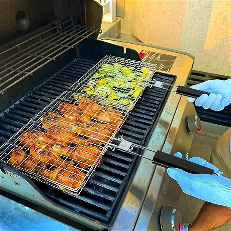 Stainless Steel Grill Basket for Outdoor Barbecue & Campfire Cooking