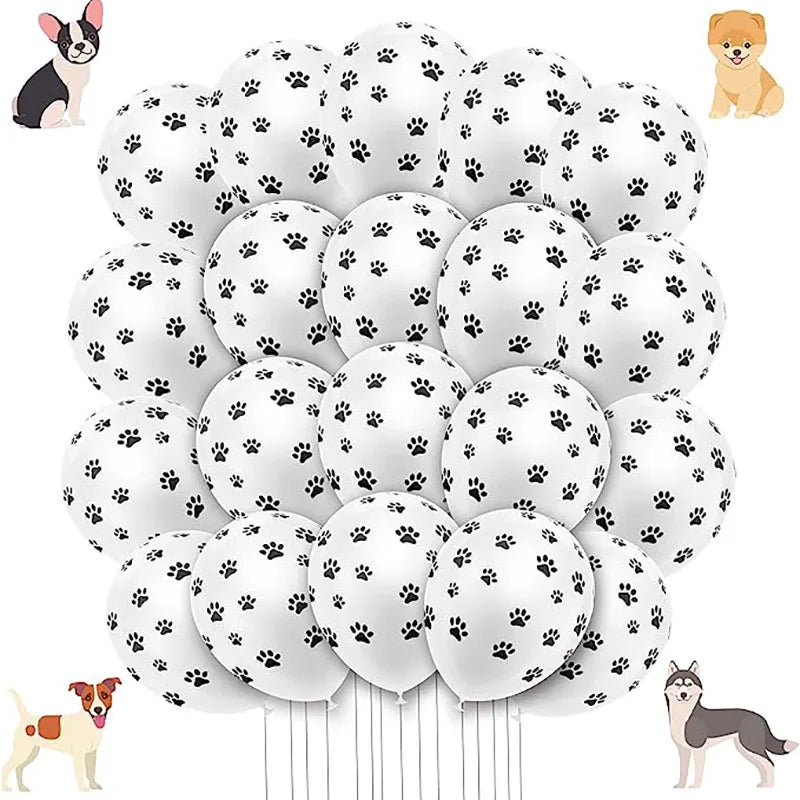 12-Inch Dog Paw Latex Balloons - Animal Theme Party Decor 20pcs