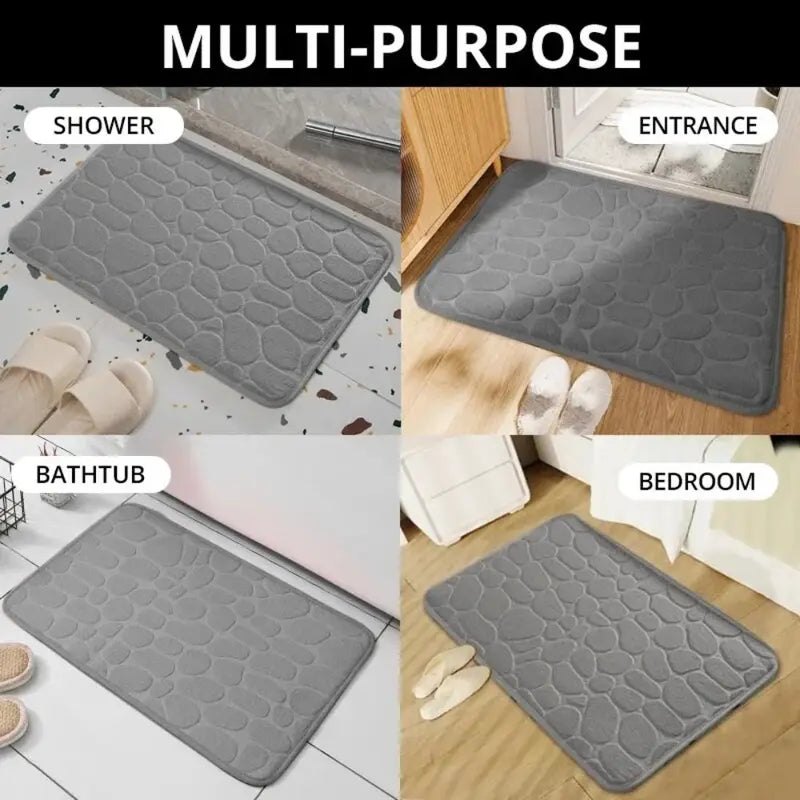 Non-Slip Water Absorption Bath Mat with Pebble Design for Bathroom Safety and Comfort