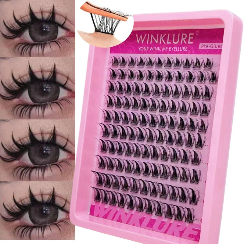 Self-Adhesive Eyelash Clusters - Reusable Wispy Press-On False Lashes