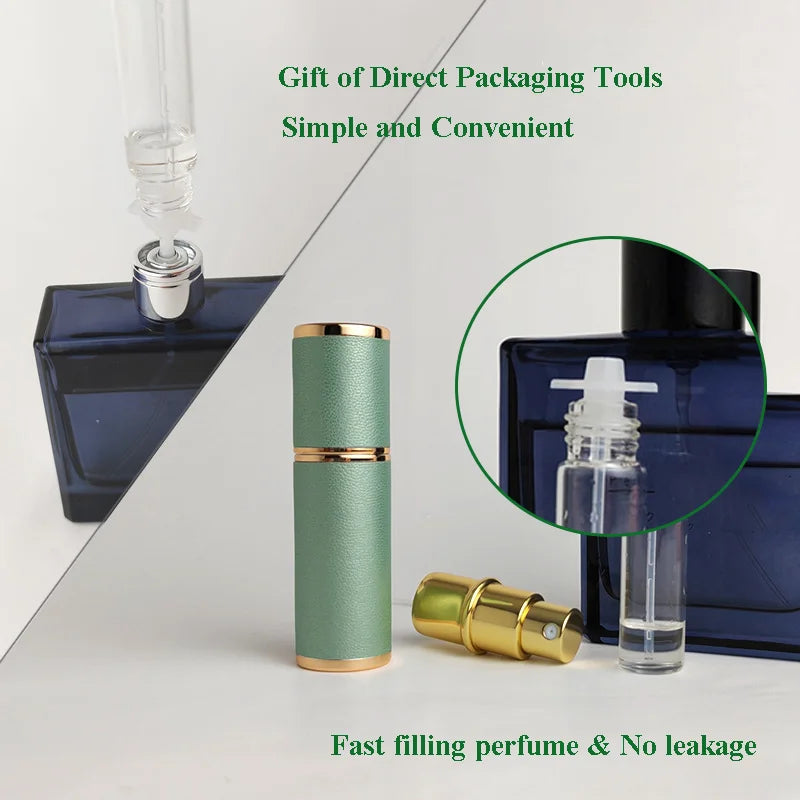 Mini Refillable Leather Perfume Atomizer 5ml Portable Spray Bottle for Travel & Cosmetics