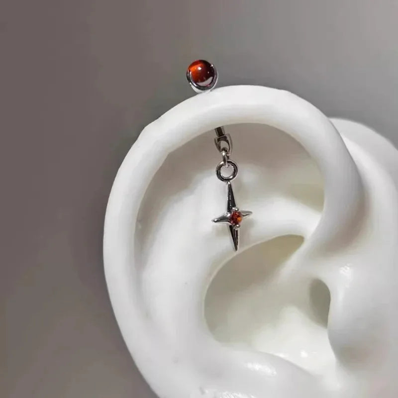 Metal Ear Studs Cone Star Pendant Earrings for Women - Jewelry Set